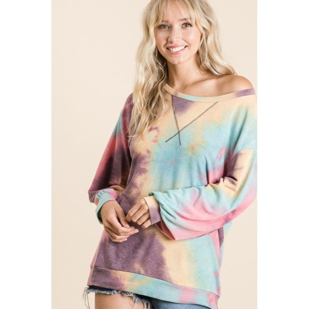 BiBi Tie Dye Pullover Top - Picture 1 of 7